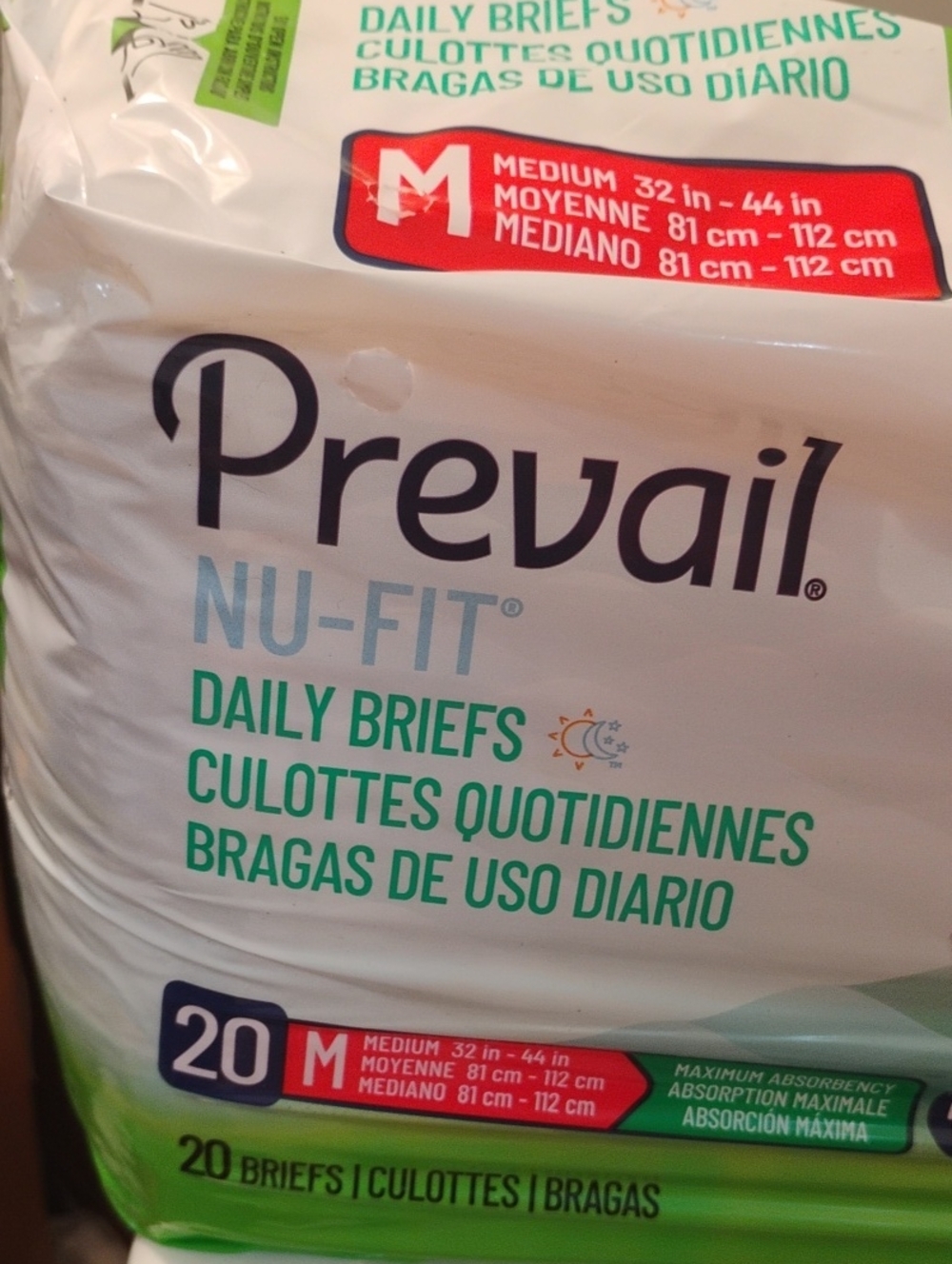 Prevail Nu-Fit Daily Briefs in Green - Pack of 20 (Medium)